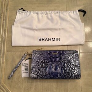 Brahmin Daisy Indigo Embossed Clutch